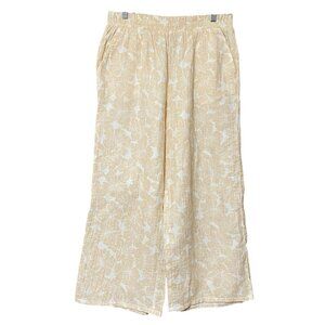SOLD!! DO NOT BUY!! Hurley Cotton Gauze Wide Leg Crop Pants Tan Floral Pull On